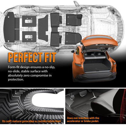 G-PLUS Floor Mats & Cargo Liner Compatible with 2016-2025 Dodge Durango 7 Seats TPE Custom Fit All Weather Protection Truck Mat Floor Cargo Liner Accessories Black Alfombras para Carro
