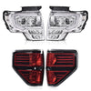 G-PLUS LED Tube Headlights Assembly & Rear Tail Lights Compatible with Ford F150 2009 2010 2011 2012 2013 2014 (Clear Lens Chrome Housing Headlights + Tail lights)