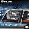 G-PLUS Headlights Assembly,Compatible with Ford F150 1998-2003,Fit Ford Expedition 1997-2002,/Fit Ford F250 1988-1999,Bumper Headlamps faros delanteros,Clear lens Black Housing Amber Reflector