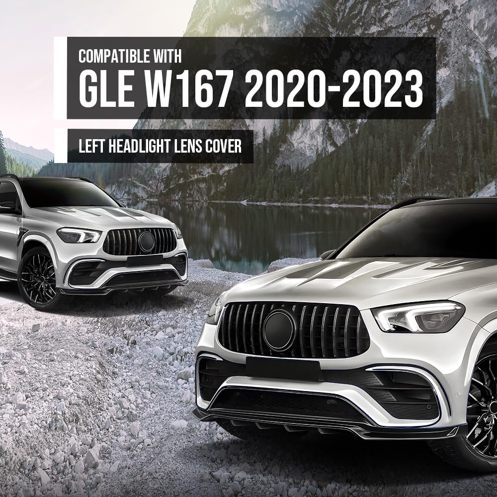 G-PLUS Headlight Lens Cover Compatible with Benz GLE W167 2020 2021 2022 2023 Left Side Front Headlamp Lens Cover Clear