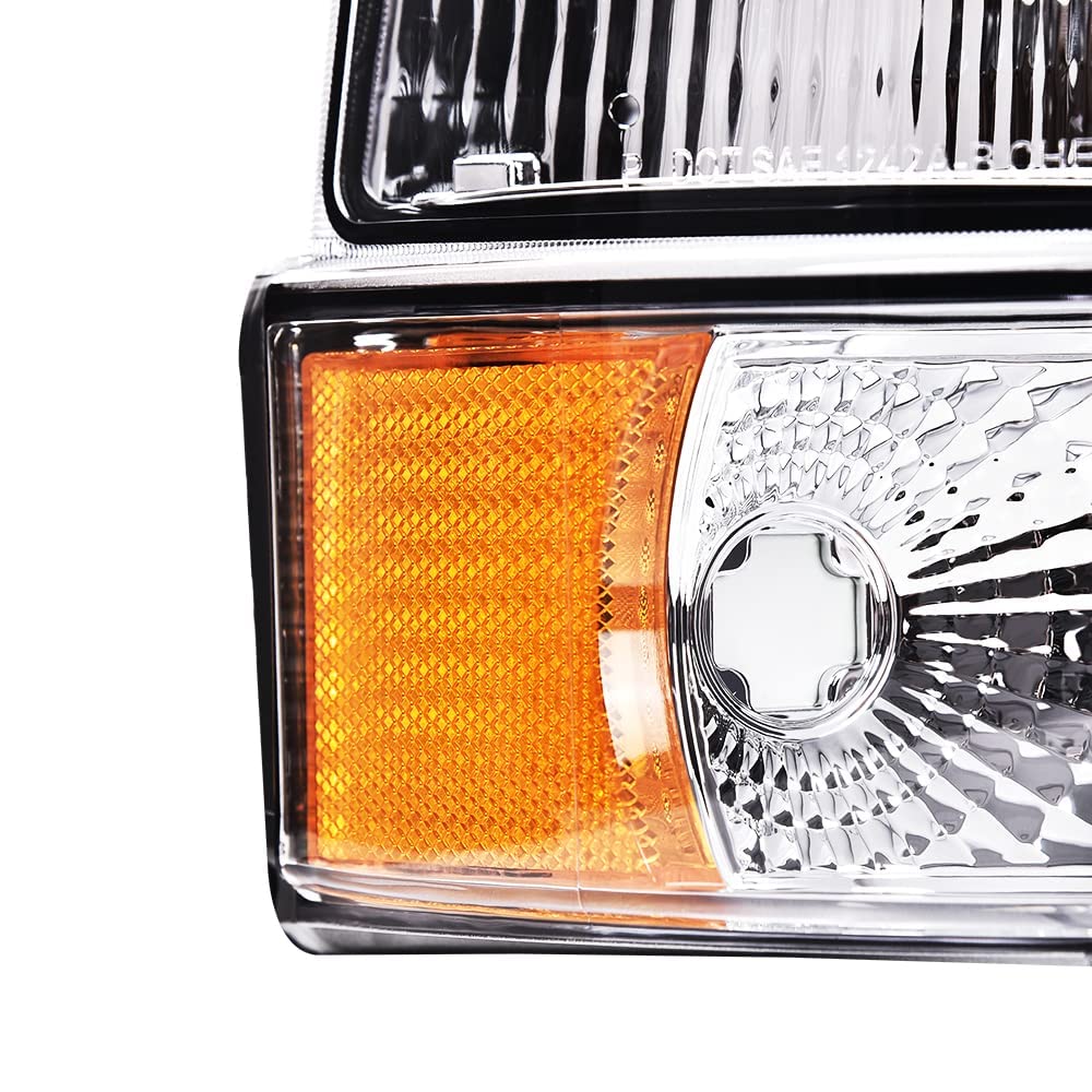 G-PLUS LED DRL Headlights, Fit 1992-1996 Ford Bronco F150 F250 F350 Bumper Headlamps, Smoky Lens Black Housing Clear Reflector,faros delanteros