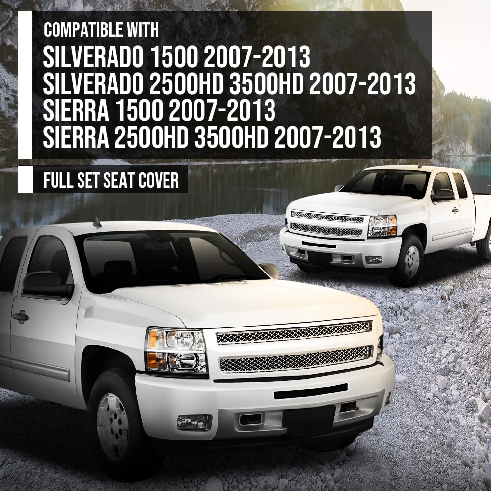 G-PLUS Seat Cover Compatible with Chevy Silverado/GMC Sierra 1500 2500HD 3500HD 2007 2008 2009 2010 2011 2012 2013 Black