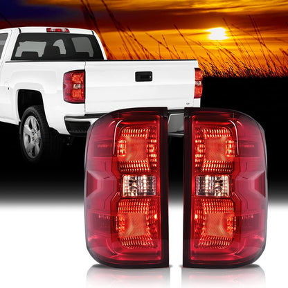 G-PLUS Tail Lights Assembly Brake Lights w/Wiring Harness Taillights,Fit Chevy Silverado 1500 2500 HD/GMC Sierra 3500 HD 2016 2017 2018 2019, 23295939 23295938 Luces traseras Red Lens