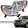 G-PLUS Headlights Assembly Compatible with Toyota Tacoma 2005-2011 Headlamps Pair Halogen Clear Lens Chrome Housing Amber Reflector,faros delanteros