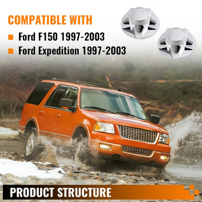 G-PLUS 7" Center Caps with 5-Lug Steel Wheel Chrome 2 PCS Compatible with Ford F150 Expedition 1997-2003 Wheel Hub Caps Rim Cover
