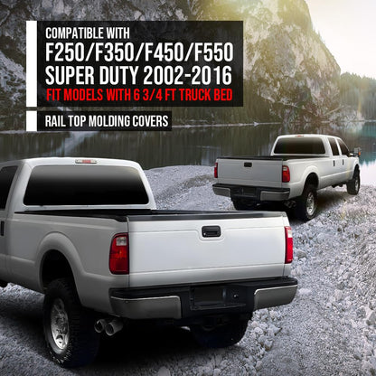 G-PLUS Side Rail Molding Covers Compatible with Ford F250 F350 F450 F550 Super Duty 2002-2016 Fit Models with 6 3/4 FT Truck Bed 2C3Z99291A40BAA 2C3Z99291A41BAA Black