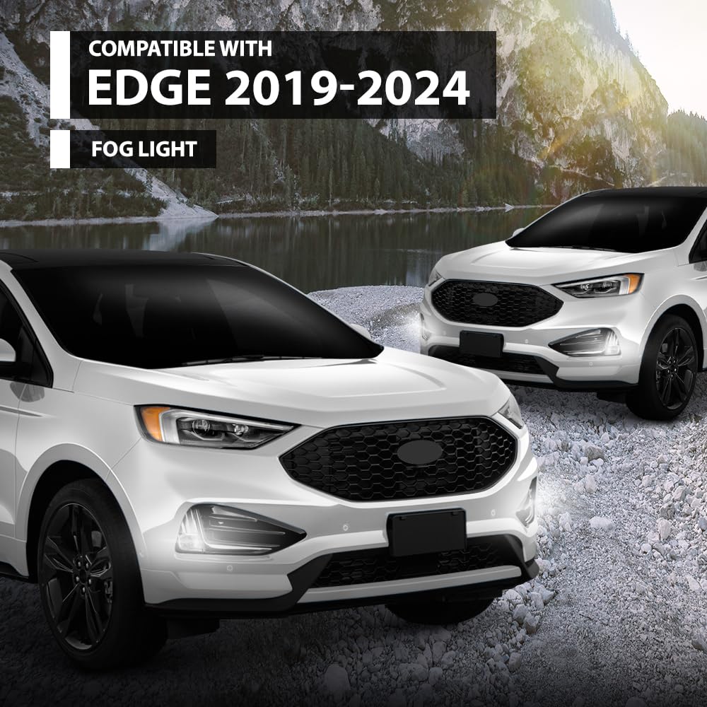 G-PLUS LED Fog Light Driving Lamp Right Side Clear Compatible with Ford Edge 2019-2024 PKT4B-15B242-AD, PKT4B15B242AD