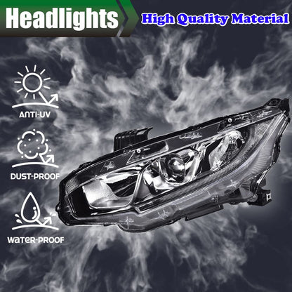 G-PLUS Projector Headlights, Compatible with Honda Civic 2016-2021 2/4Door DX EX/EX-L/EX-T LX/LX-P Si Sport,(NOT For Factory LED Headlight Models) Halogen Model LED DRL (Passenger & Driver Side)