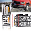 G-PLUS Corner Light Fit 1994-2000 Chevy CK/C10 1500 2500 3500 2WD,(ONLY For Composite Headlights) Signal Side Marker Lamps Clear Lens Chrome Housing Amber Reflector Bumper Headlamps,faros Assembly