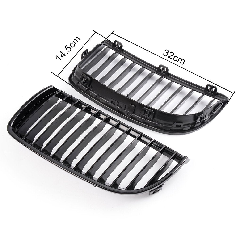 4PCS Set Front Bumper Kidney Sports Grille Hood Grills Replacement For BMW E90 E91 323i 328i 335i 330i 325i 3-Series Sedan Wagon 2005-2008 Gloss Black