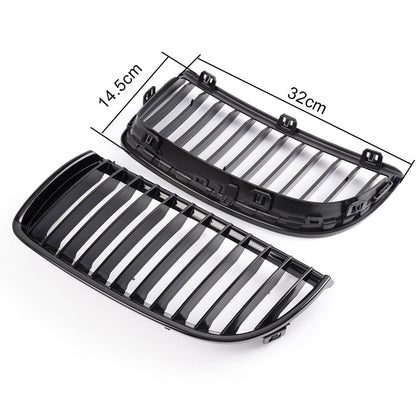 4PCS Set Front Bumper Kidney Sports Grille Hood Grills Replacement For BMW E90 E91 323i 328i 335i 330i 325i 3-Series Sedan Wagon 2005-2008 Gloss Black