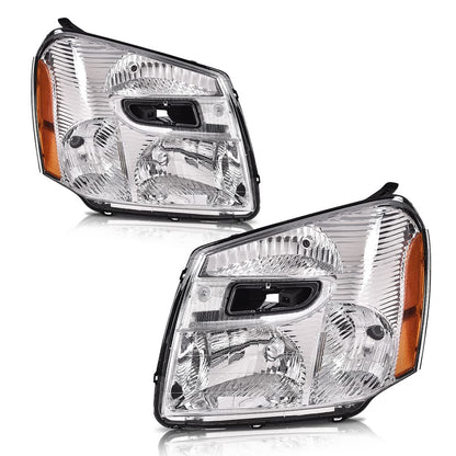 G-PLUS Headlights Assembly Compatible with Chevy Equinox 2005 2006 2007 2008 2009,Left & Right Front Halogen Headlamps Clear Lens Chrome Housing Amber Reflector,faros delanteros