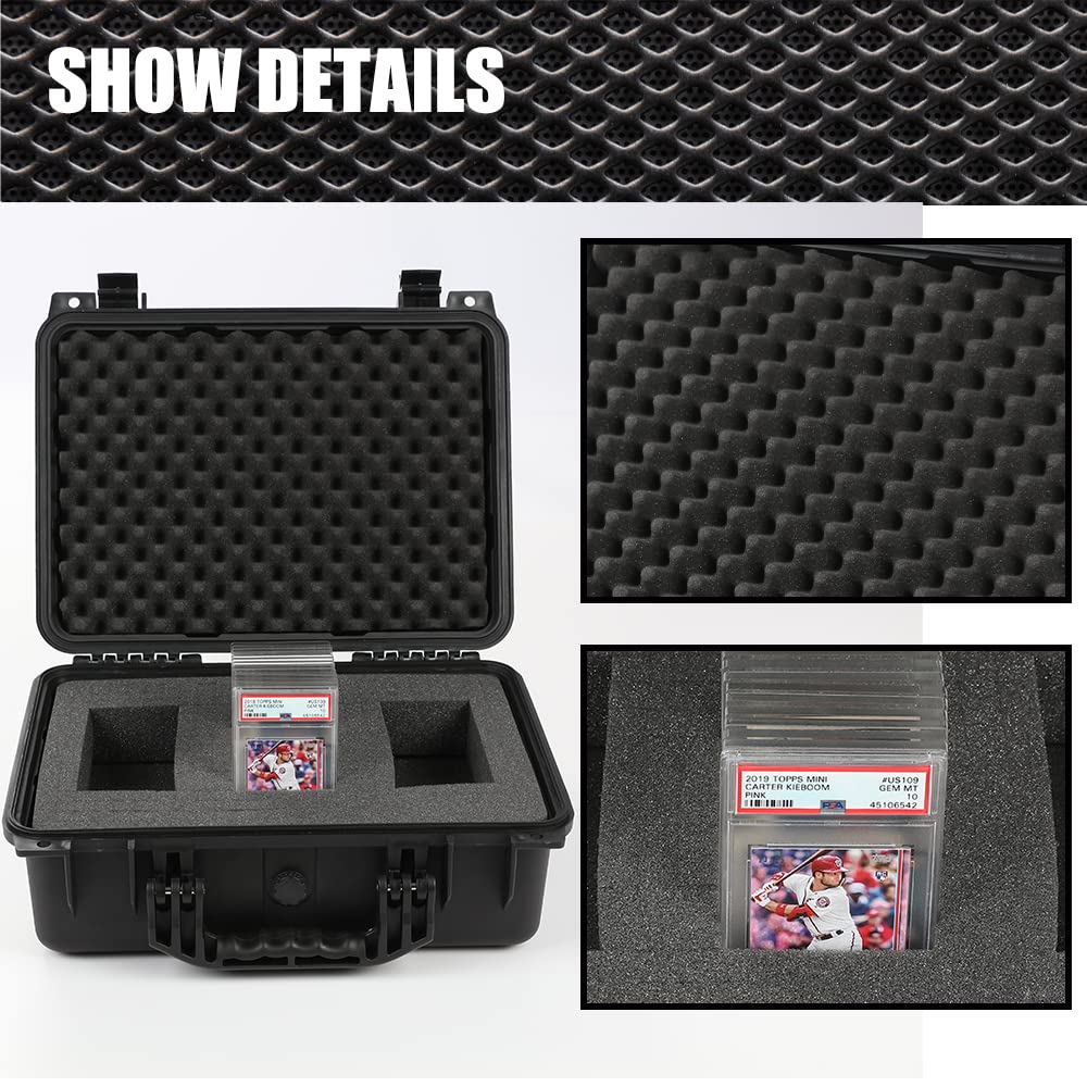 G-PLUS Graded Card Storage Box Compatible with BGS PSA SGC FGS Weatherproof Graded Sports Trading Cards(Large, Black)