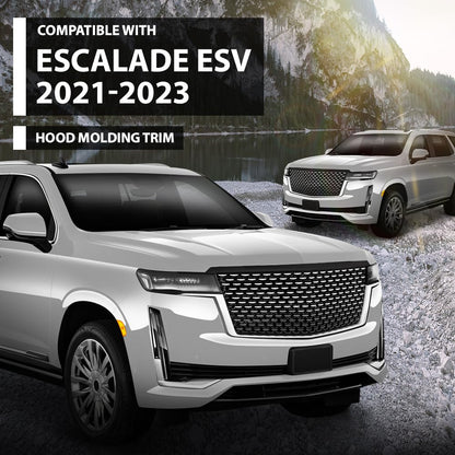G-PLUS Hood Molding Trim Moulding Compatible with Cadillac Escalade ESV V/V/ESV 2021-2023 84731888, GM1235140 Gloss Black