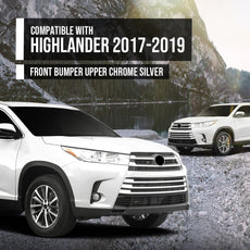 G-PLUS Bumper Grille for Toyota Highlander 2017-2019 Chrome Black Front View