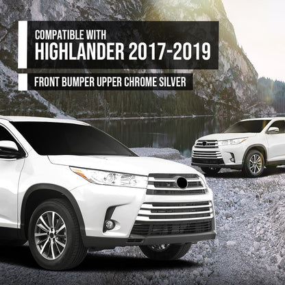 G-PLUS Front Bumper Upper Grille Compatible with Toyota Highlander 2017 2018 2019 531010E230 Chrome Black