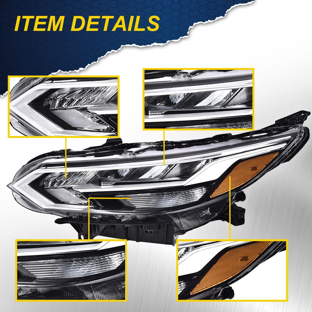 G-PLUS Headlights Assembly, Compatible with 2020-2021 Nissan Sentra Left Bumper Headlamp, Clear Lens Black Housing Amber ReflectorBumper Headlamps