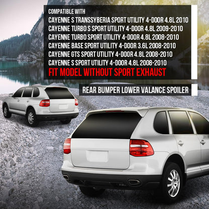 G-PLUS Rear Bumper Lower Valance Spoiler Compatible with Porsche Cayenne 2008 2009 2010, Fit Model Without Sport Exhaust 95550552112G2X, 955-505-521-12-G2X, 95550552110G2X,95550552111G2X Black