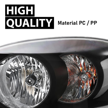 G-PLUS Headlights Assembly w/Bulbs Light Bar Left and Right Side Compatible with Dodge Ram 1500 2006-2008/Fit Dodge Ram 2500 3500 2006-2009 Clear Lens Black Housing Clear Reflector