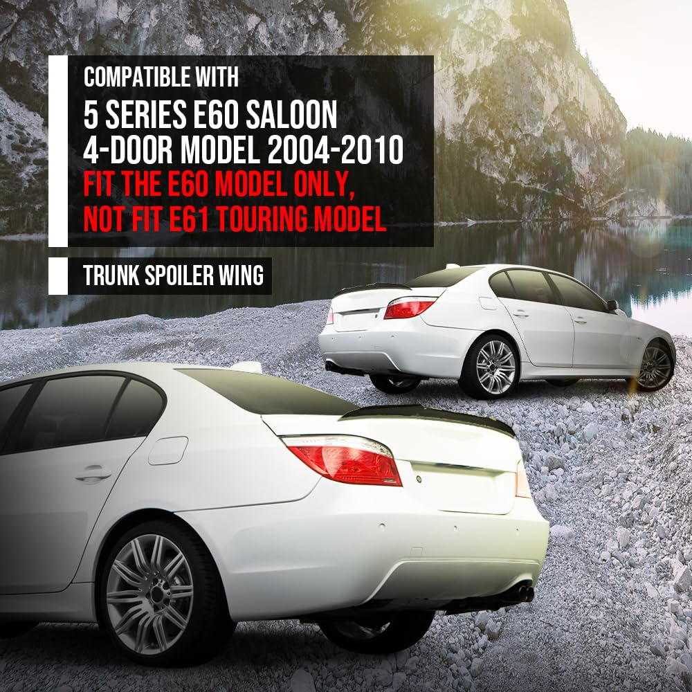 G-PLUS Rear Trunk Spoiler Wing Compatible with BMW 5 Series E60 Saloon 4-Door Model 2004 2005 2006 2007 2008 2009 2010, Fit The E60 Model Only, Not Fit E61 Touring Model Gloss Black