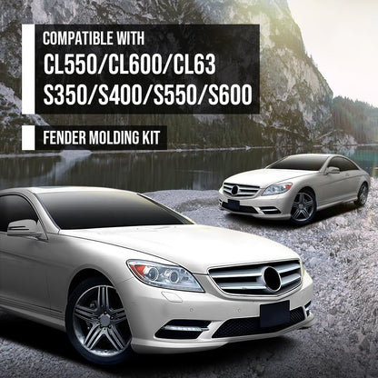 G-PLUS Fender Molding Compatible with Benz CL63 CL65 AMG Base 2008-2014 Fit Benz CL550 4Matic 2009-2014 2216904080, MB1293117 Silver 2 Pcs
