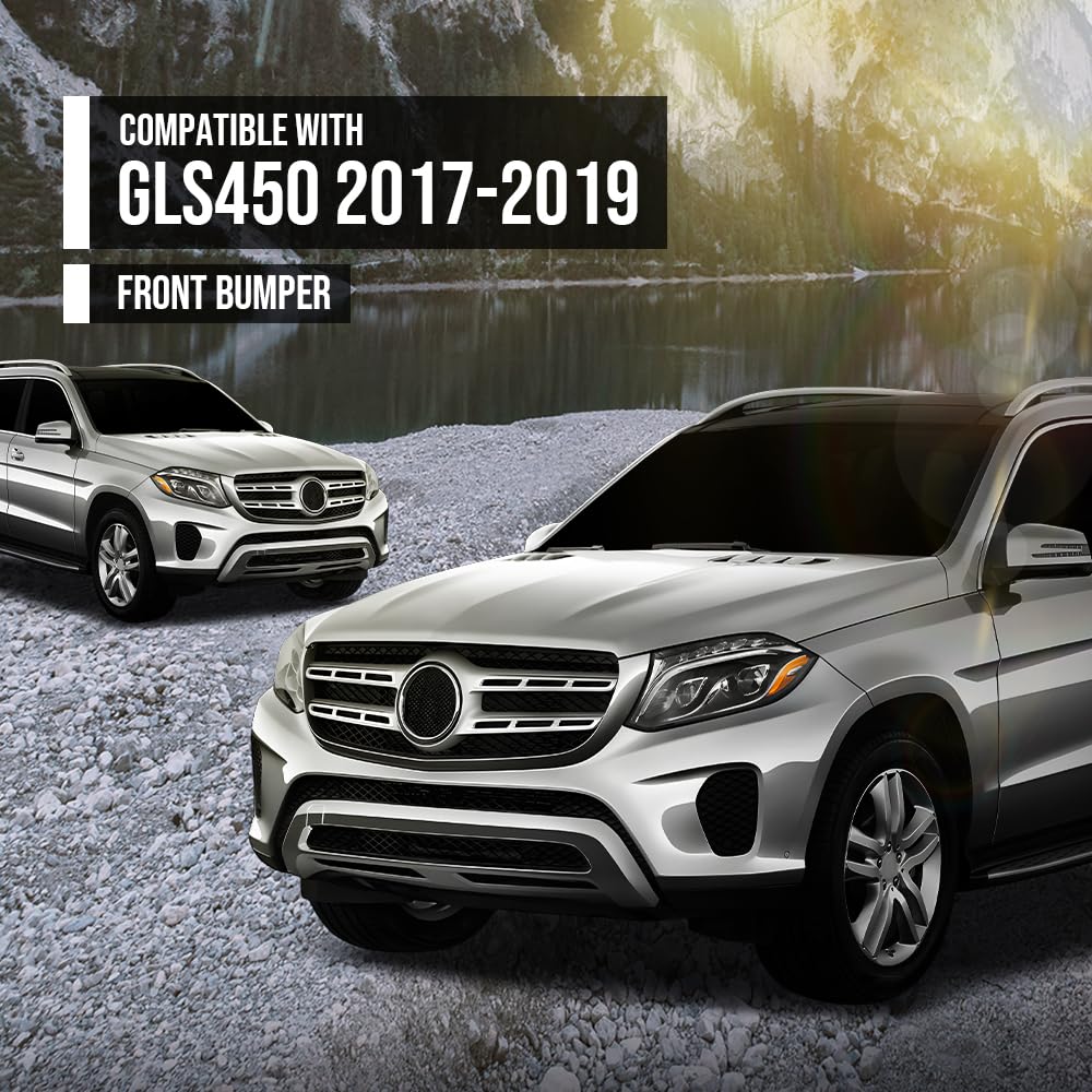 G-PLUS Front Bumper Face Bar Trim Molding Step Pad Compatible with Benz GLS450 2017-2019 1668850501, 1668852138 Silver