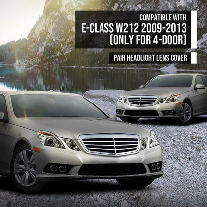 G-PLUS Headlight Lens Cover Compatible with Benz E-Class W212 E350 E500 E63 2009 2010 2011 2012 2013 (Only for 4-Door) Left & Right Side A2128209661, A2128209561 Front Headlamp Lens Cover Clear