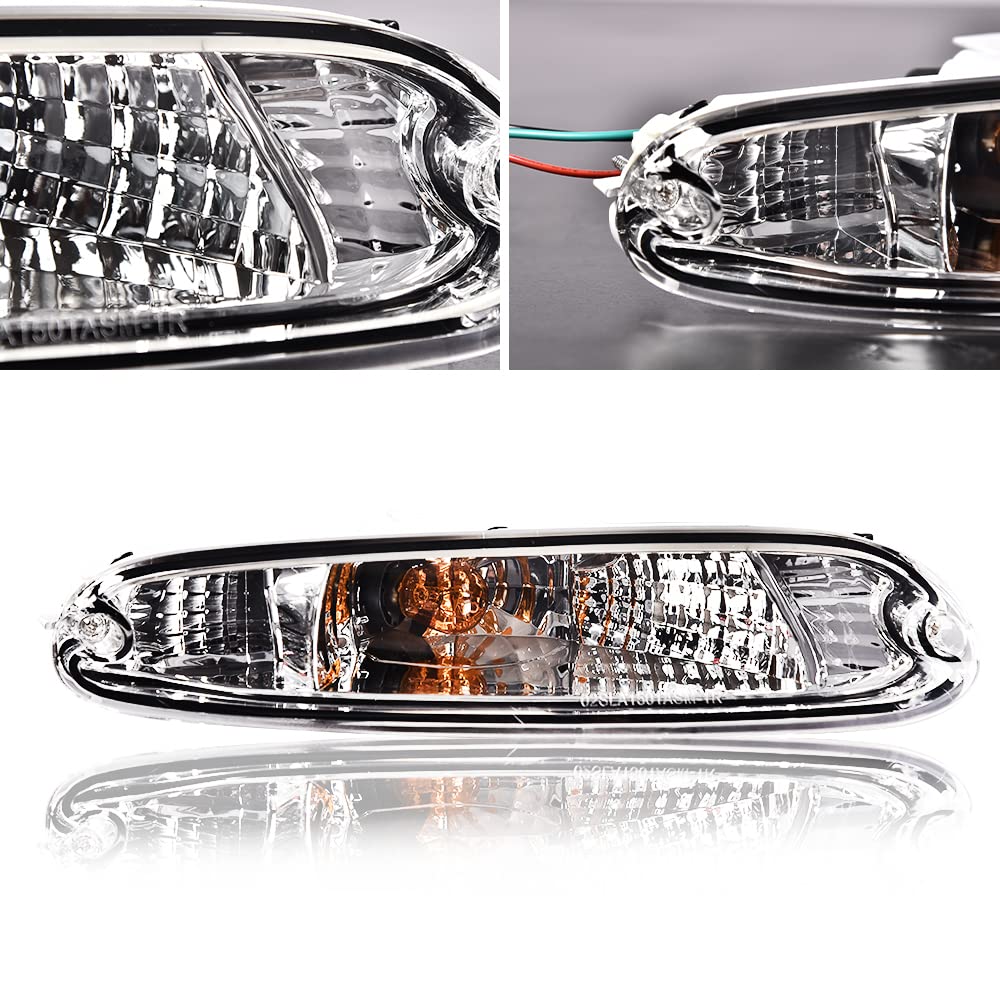 G-PLUS Front Bumper Signal Lights Compatible With 1990-1997 Mazda MX-5 Miata,Driver & Passenger Side Bumper Mounted Marker Signal Parking Light (Clear lens Chrome Housing Amber Reflector)