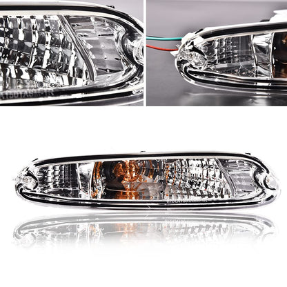 G-PLUS Front Bumper Signal Lights Compatible With 1990-1997 Mazda MX-5 Miata,Driver & Passenger Side Bumper Mounted Marker Signal Parking Light (Clear lens Chrome Housing Amber Reflector)