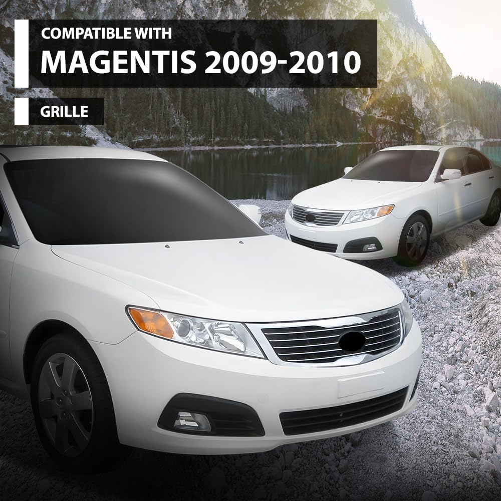 G-PLUS Front Grille W/Chrome Trim, Compatible with Kia Magentis (submodel: LX, LX Premium, SX)/ Optima (submodel: EX, LX, SX) 2009-2010, 863502G500, KI1200136
