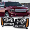 G-PLUS Headlights Assembly Compatible with Chevy Tahoe Subarban Avalanche 2007-2014 Pair Bumper Corner Headlamps Left & Right Clear Lens Black Housing Amber Reflector,faros delanteros