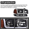G-PLUS LED DRL Headlights Assembly Compatible with 1999-2007 GMC Sierra 1500/2001-2007 GMC Sierra 1500 HD Bumper Headlamps, Clear Lens Black Housing Amber Reflector，Left & Right,faros delanteros