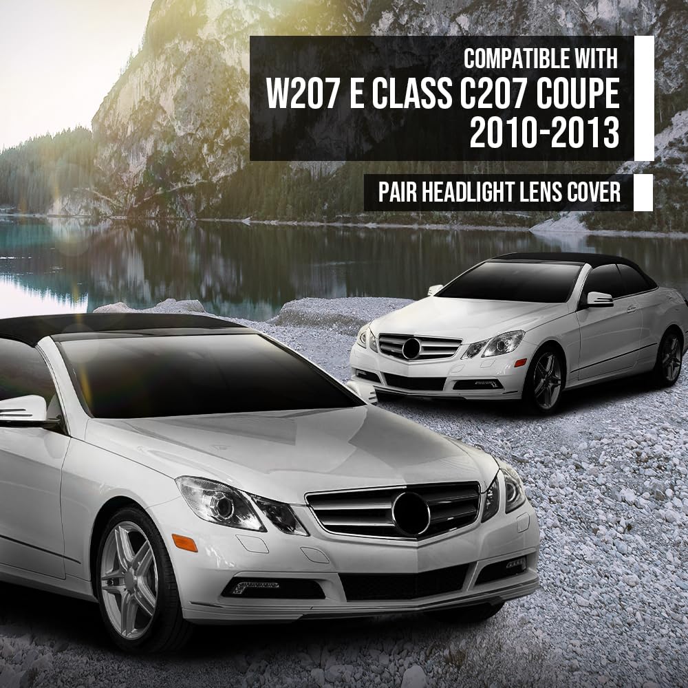 G-PLUS Headlight Lens Cover Compatible with Benz E-Class W207 E350 E500 Coupe 2010 2011 2012 2013 Left & Right Front Headlamp Lens Cover Clear