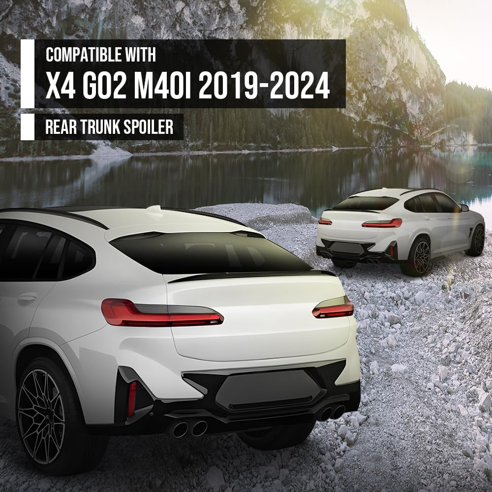 G-PLUS Rear Trunk Spoiler Wing Compatible with BMW X4 G02 2019 2020 2021 2022 2023 2024 Rear Spoiler Roof Wing Glossy Black