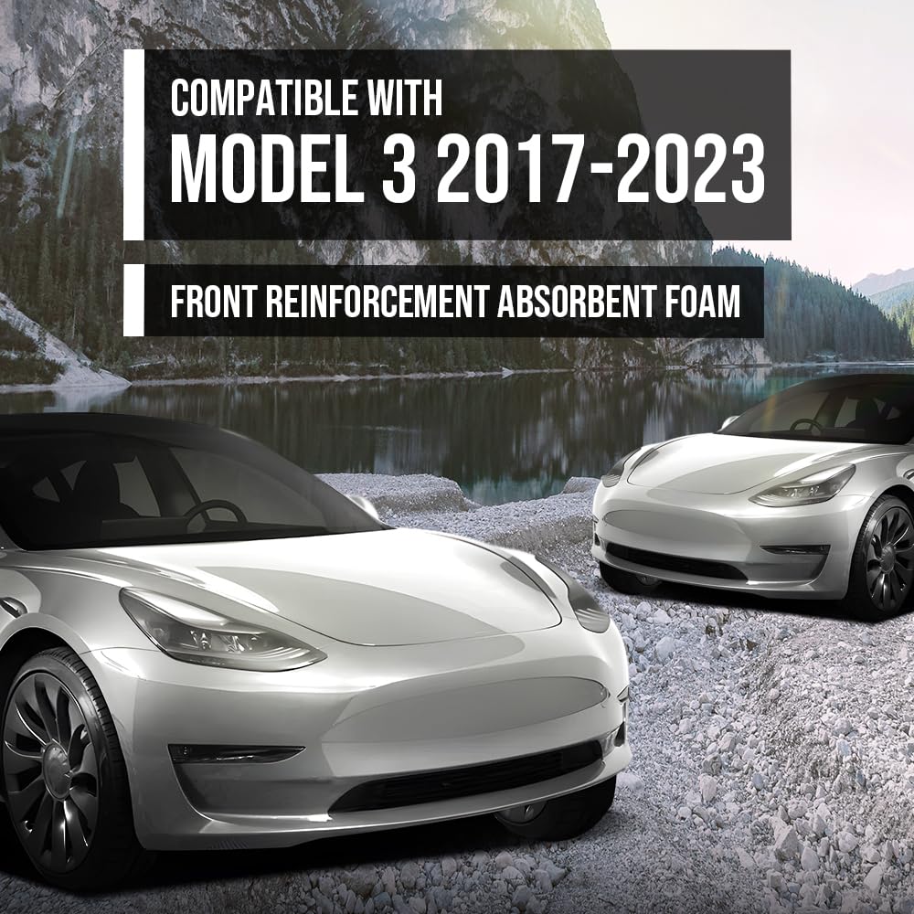 G-PLUS Front Reinforcement Impact Energy Absorber Foam Compatible with Tesla Model 3 2017-2023 1104669-00-F, 110466900F Black