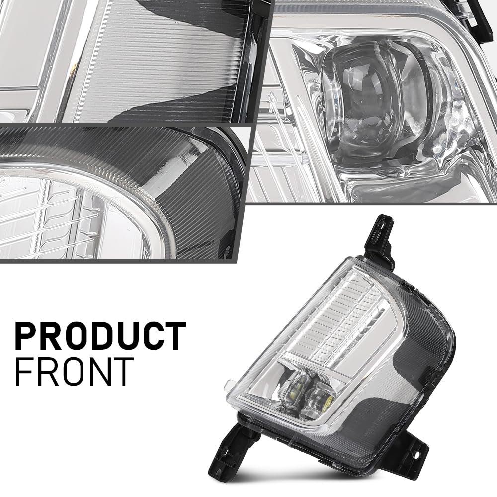 G-PLUS LED Fog Light Driving Lamp Driver Side Clear Compatible with Ford Edge 2019-2024 PKT4B-15B243-AD, PKT4B15B243AD