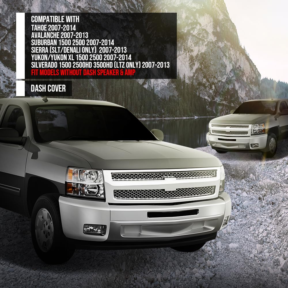 G-PLUS TPE Molded Dash Cover Cap Overlay Compatible with Chevy Silverado 1500 2500HD 3500HD (LTZ Only) 2007-2013, Fit GMC Sierra (SLT/Denali Only) 2007-2013 Beige