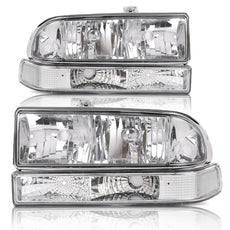 G-PLUS Headlights Assembly for Chevy S10 Blazer 1998-2004 Chrome Housing