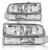 G-PLUS Headlights Assembly,Fit Chevy S10 Blazer 1998 1999 2000 2001 2002 2003 2004 Bumper Headlamps,Clear Lens Chrome Housing Clear Reflector 16526217 16526218 15098267 15098268,faros delanteros
