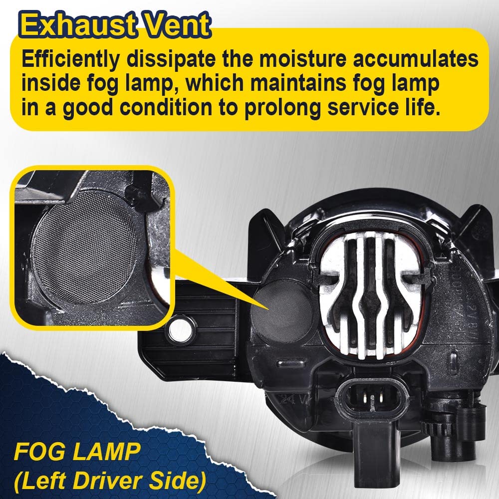 G-PLUS Fog Lights Assembly Compatible with 2019 2020 Nissan Altima 4-Door Sedan S SL SR SV Front Bumper Fog Lights w/Bulb Clear Lens LED Fog Lamps, Driver Side(Left)
