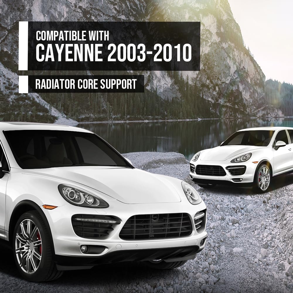 G-PLUS Radiator Core Support Compatible with Porsche Cayenne 2003 2004 2005 2006 2007 2008 2009 2010 95550559402 Black