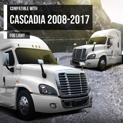 G-PLUS LED Fog Lights Compatible with Freightliner Cascadia 2008-2017 (For Models Without Daytime Running Lights) LH & RH LED Fog Lamps White Light Clear Lens Chrome Housing