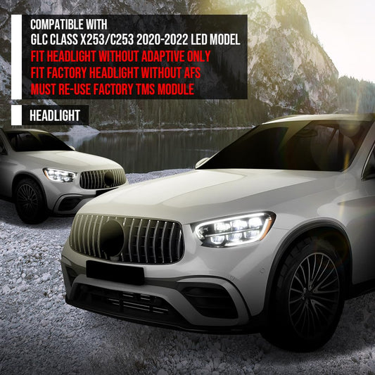 G-PLUS LED Headlight Front Lamp Left Compatible with Benz GLC Class X253/C253 2020 2021 2022 LED Model, Fit Headlight Without Adaptive Only 2539069103, MB2502262, A2539066703, A2539067301 Black