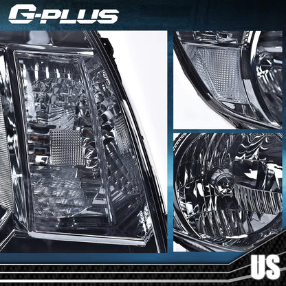G-PLUS Headlights Assembly Compatible with Toyota Tacoma 2005 2006 20007 2008 2009 2010 2011 Bumper Headlamps Smoky Lens Chrome Housing Clear Reflector,faros delanteros