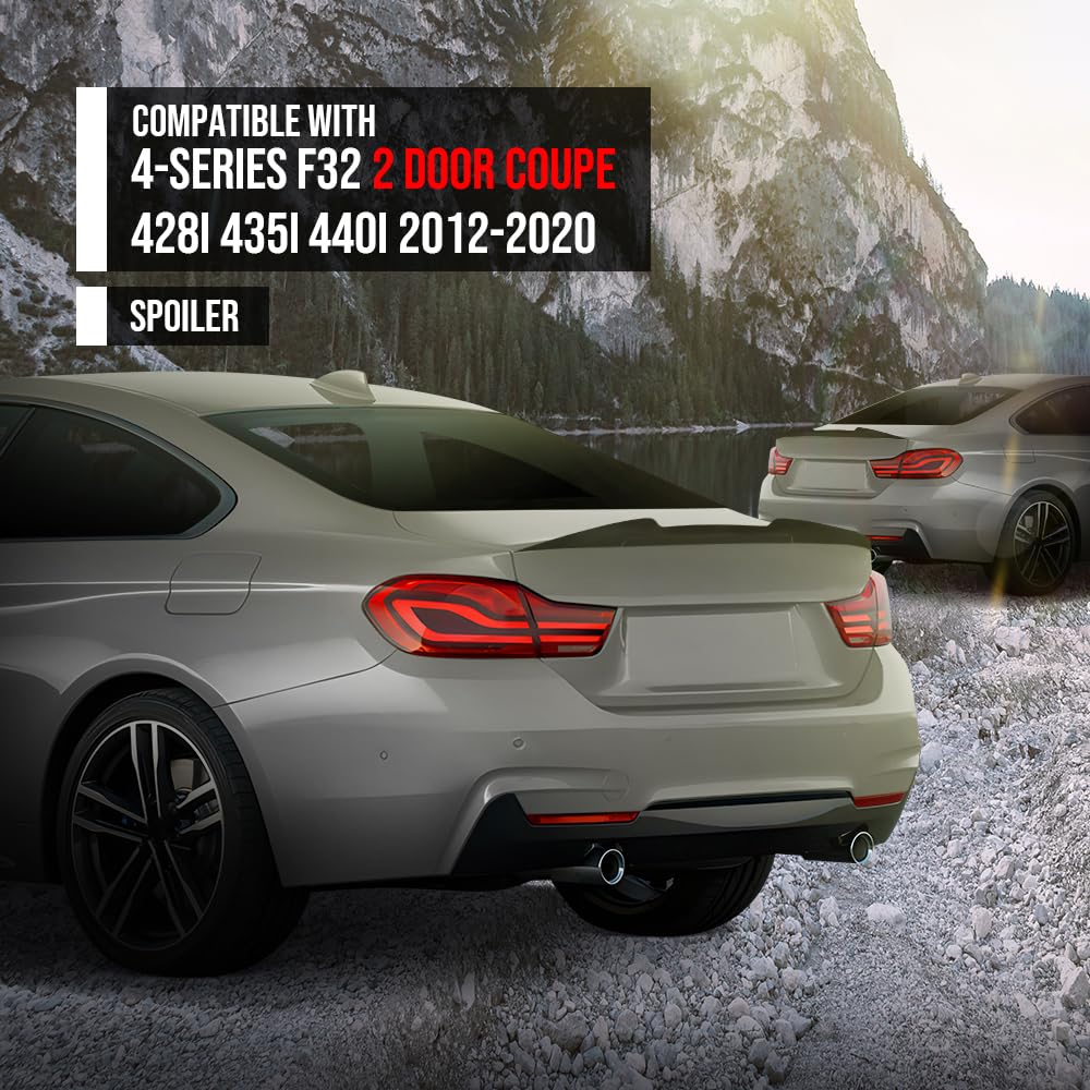 G-PLUS Rear Trunk Spoiler Wing Compatible with BMW 4-Series F32 2 Door Coupe 428i 435i 440i 2012 2013 2014 2015 2016 2017 2018 2019 2020 Rear Spoiler Wing Glossy Black