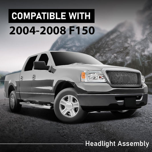 G-PLUS LED DRL Headlights Fit Ford F150 2004-2008, Fit Lincoln Mark LT 2006-2008(NOT Fit 2004 F150 Heritage/Flareside Beds),Pair Headlamps Clear Lens Chrome Housing Amber Reflector,faros delanteros