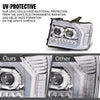 G-PLUS LED Dual convex Projector Headlights,Fit 2007-2013 GMC Sierra 1500/Fit GMC Sierra 2500HD 3500HD 2007-2014 Headlamps Assembly,Left&Right Clear Lens Chrome Housing Clear Reflector