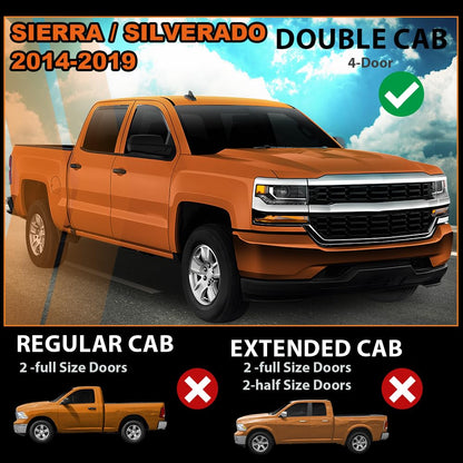 G-PLUS in-Channel Side Window Vent Visor Deflectors Rain Guards Fit Chevy Silverado 1500/2500 / 2500HD / 3500HD & GMC Sierra 1500 / 2500HD / 1500 Limited / 1500 LD Double Cab 2014-2019 4 PCS Smoky