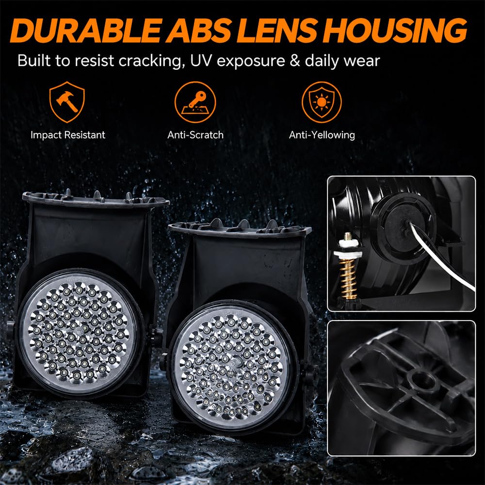G-PLUS Hyper White Full LED Bumper Fog Lights +Switch Left+Right Compatible With 2003-2006 GMC Sierra Bumper Fog Light W/o Wiring Kit