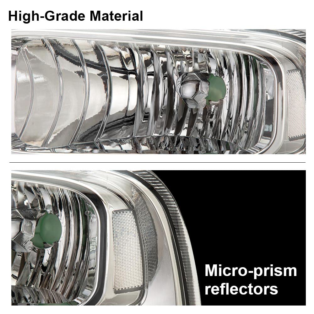 G-PLUS Headlights Compatible with Ford F250 F350 Super Duty 2005 2006 2007 Bumper Headlamps Assembly, Clear Lens Chrome Housing Clear Reflector Left Driver &Right Passenger